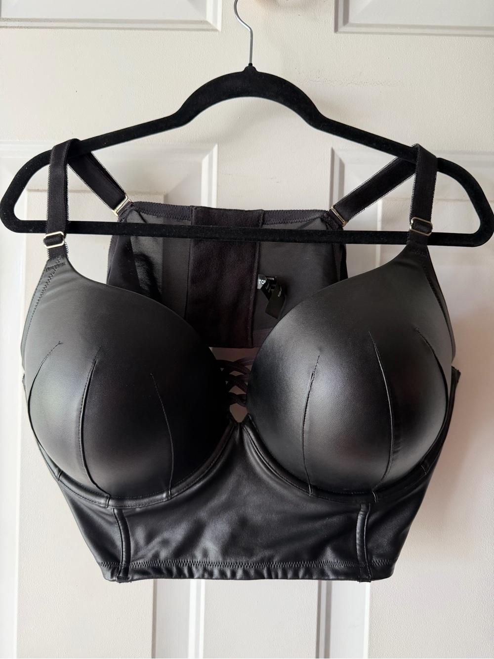 Torrid Curve Black Faux-Leather Longline Bra Top